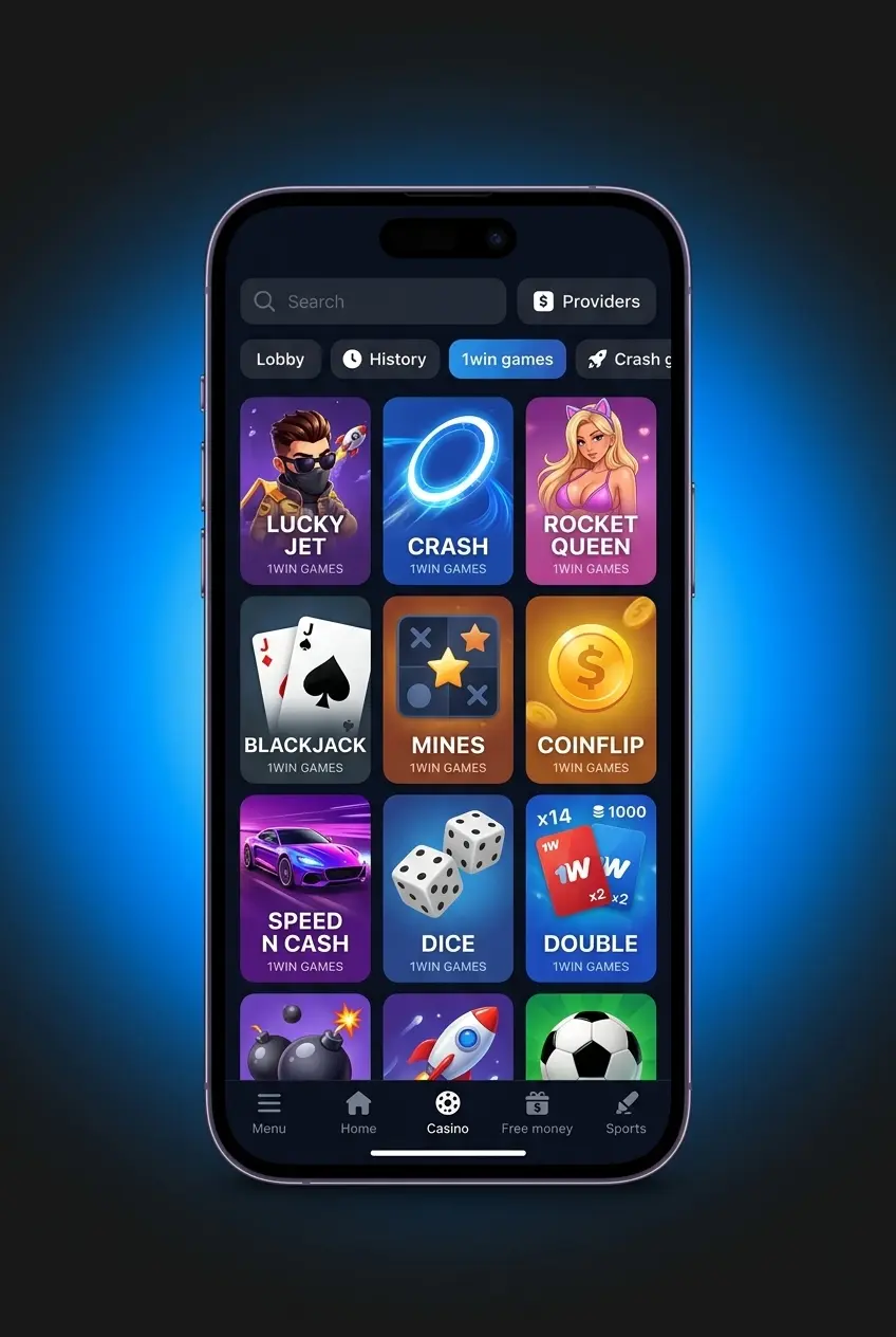 Open the 1win live casino lobby and choose your table