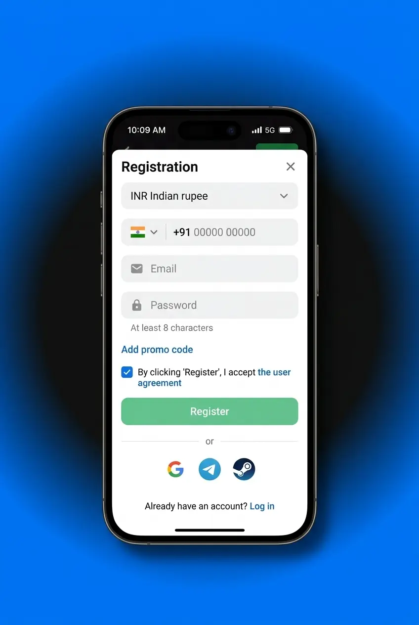 1win Casino registration step