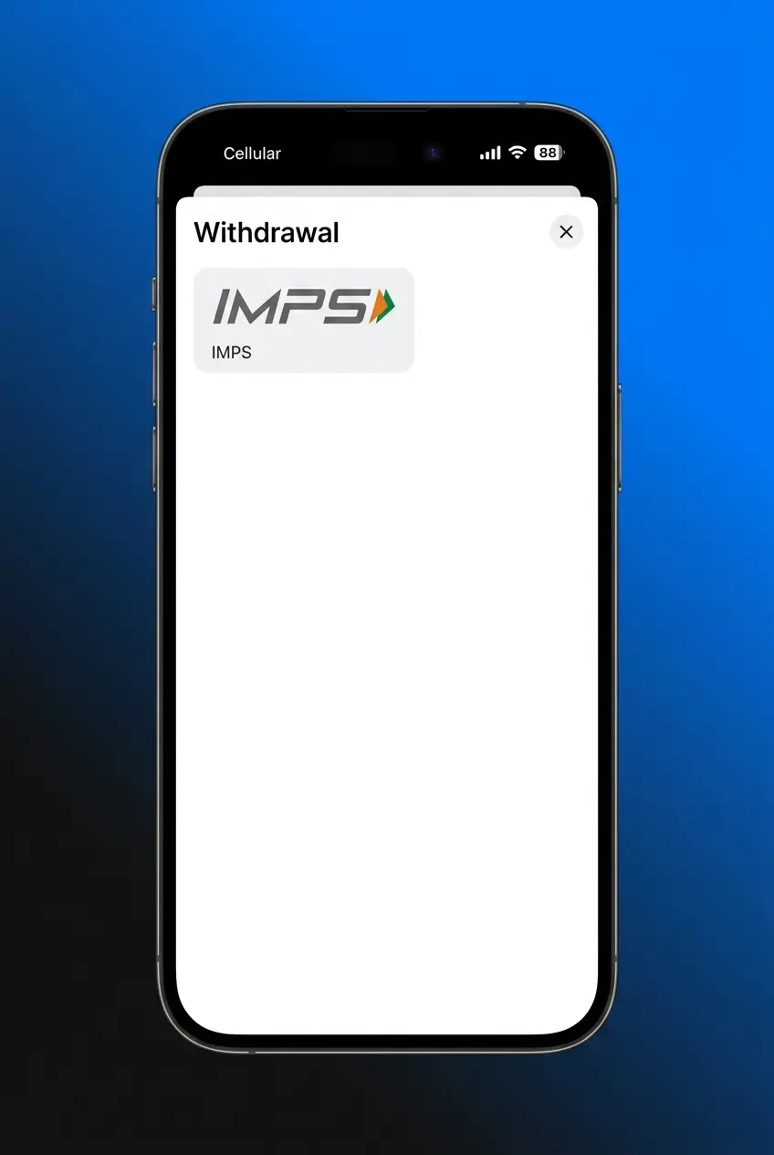 1win withdrawal method selection