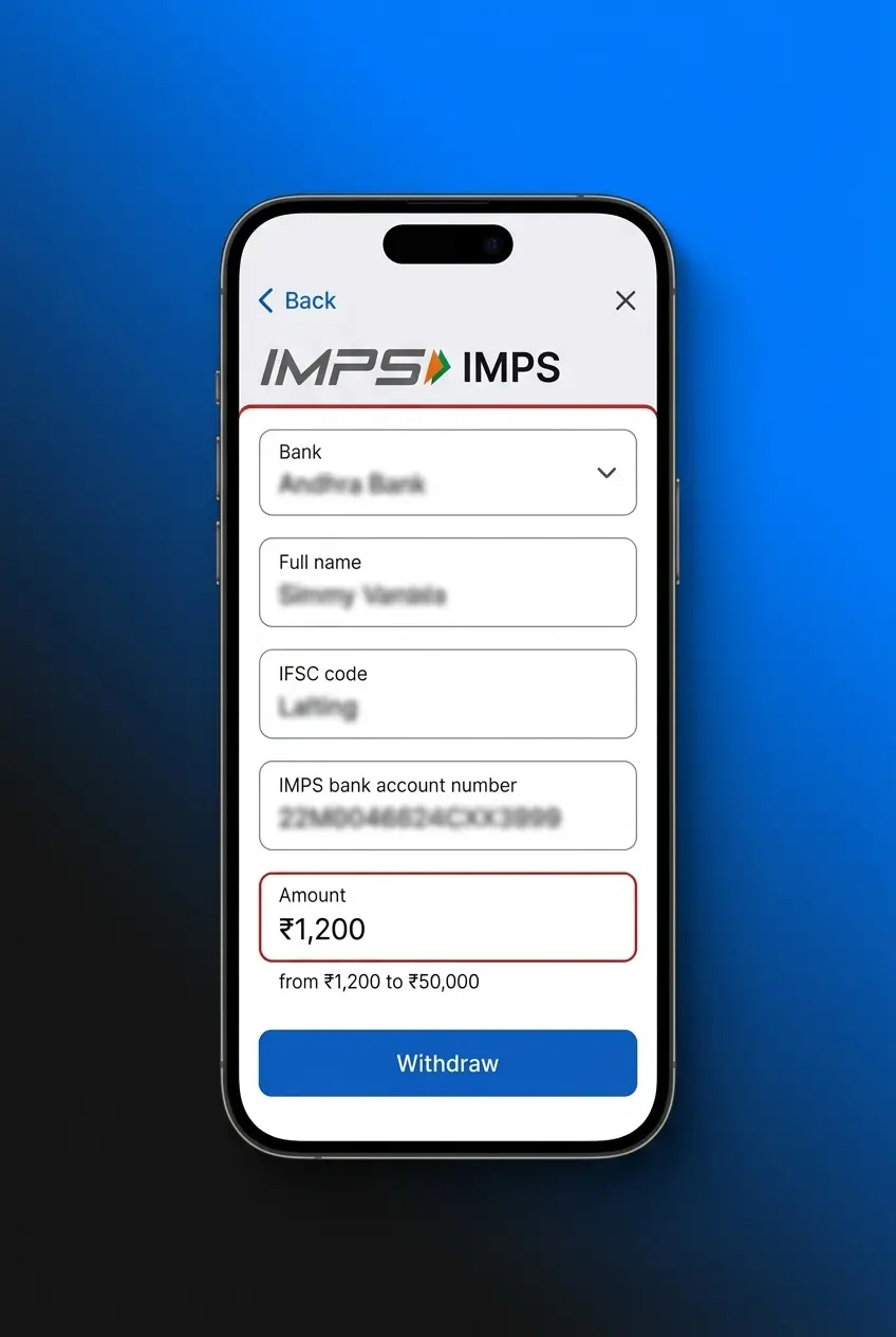 1win withdrawal amount entry