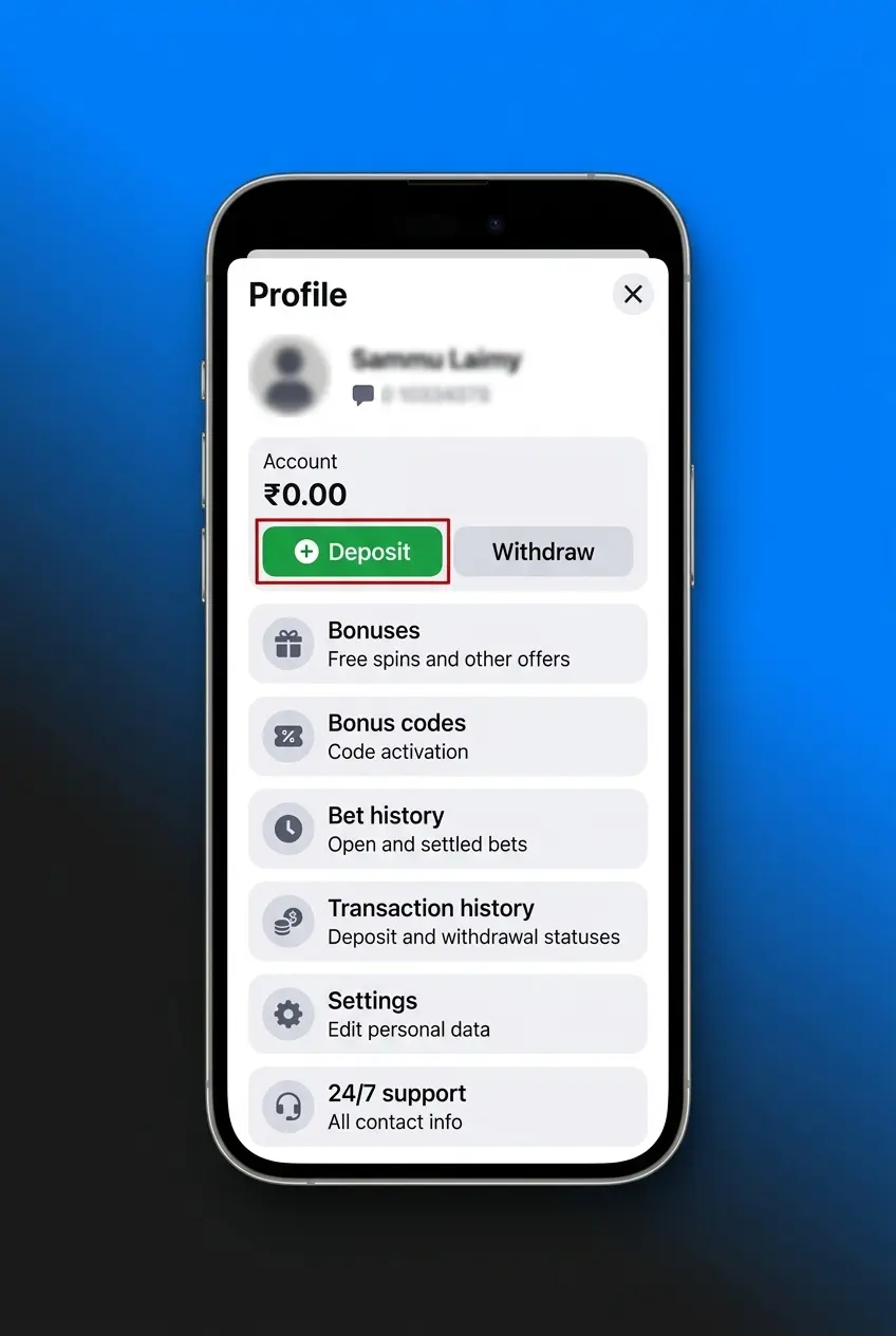 Payment method selection on 1win