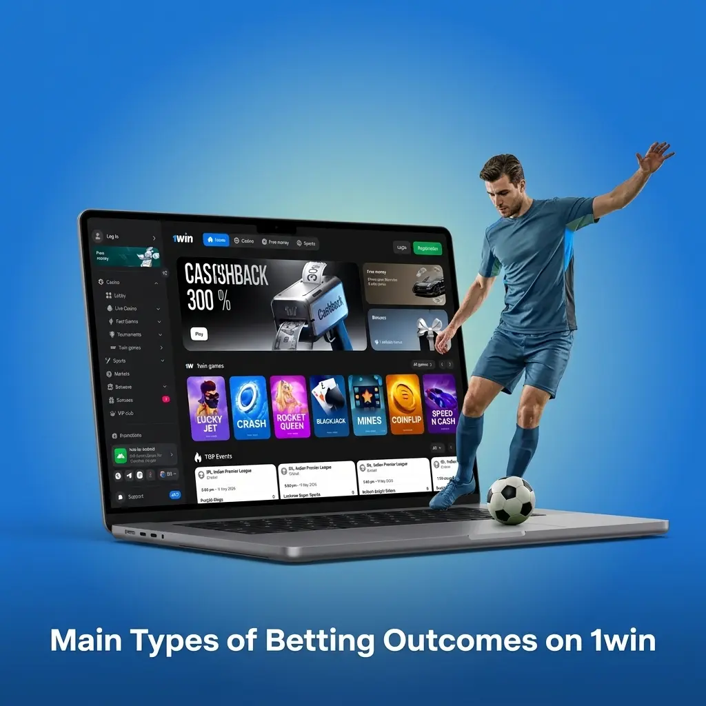 Main types of betting outcomes on 1win sportsbook