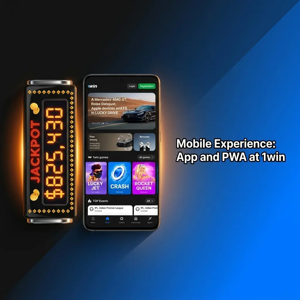 Mobile experience at 1win casino showing app and PWA interface