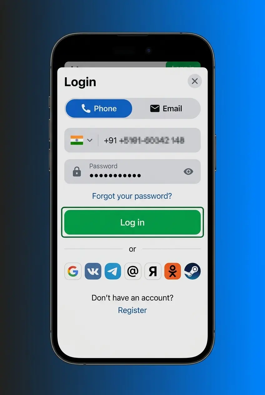 Step 3 - Tap Log In button to access account dashboard