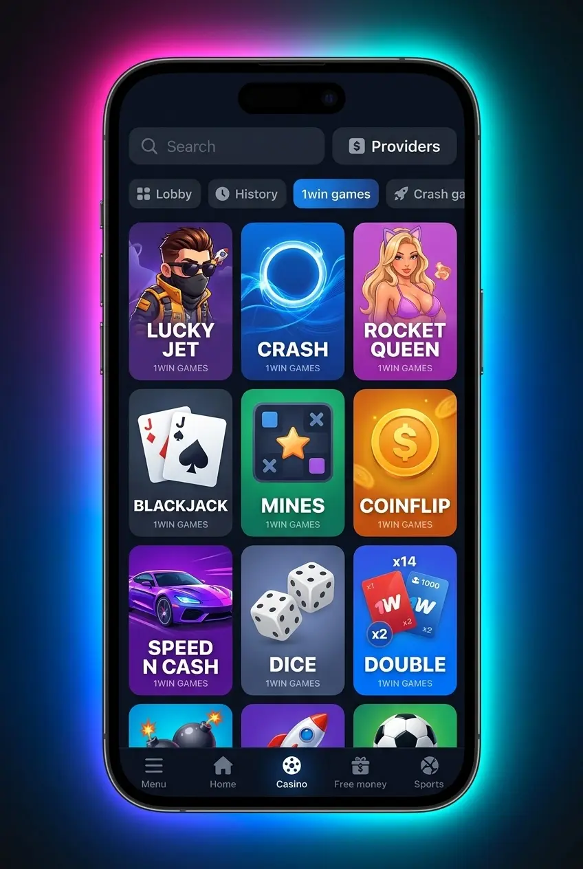 Place bets on 1win casino