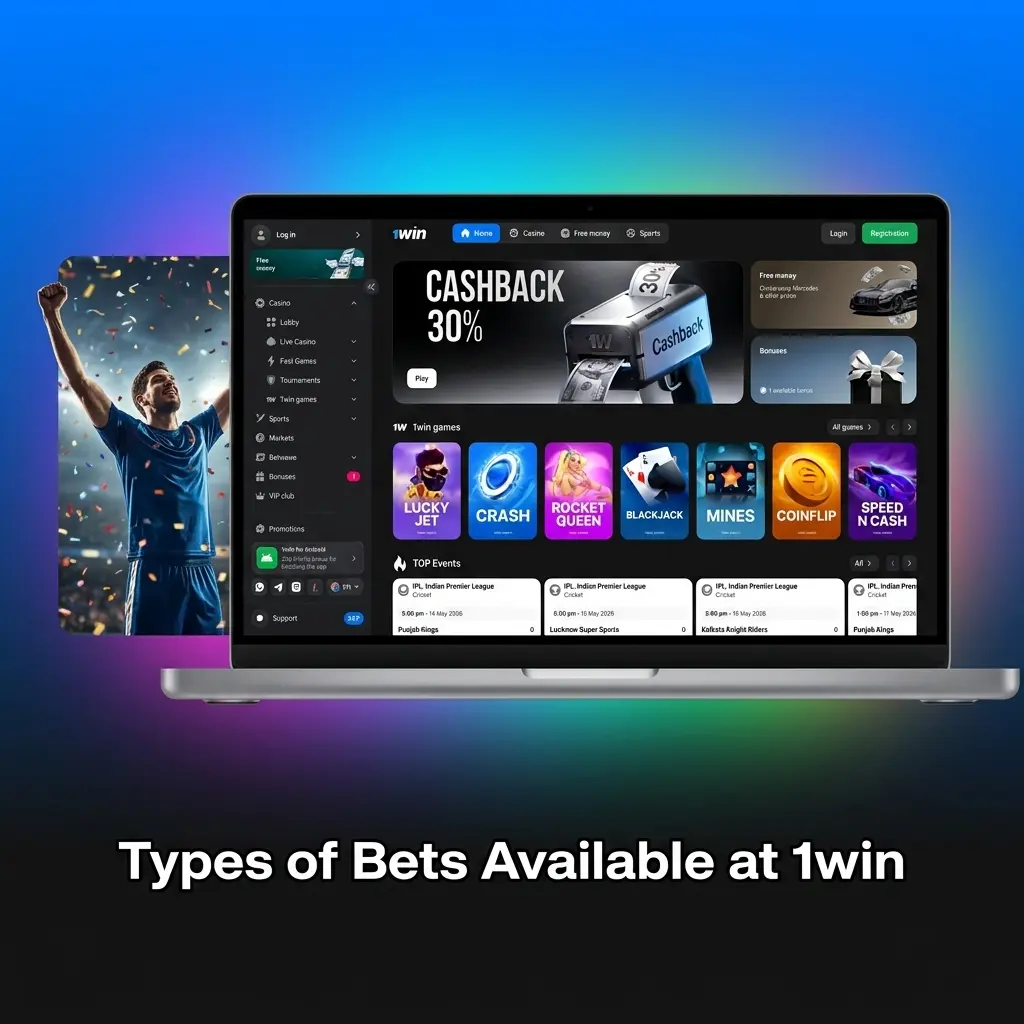 Types of bets available at 1win sportsbook
